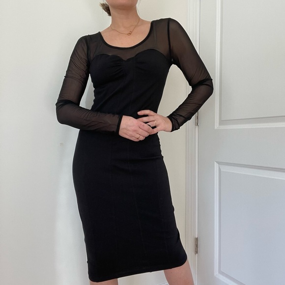 H&M Dresses & Skirts - H&M Bodycon Midi Dress with Sheer Sleeves